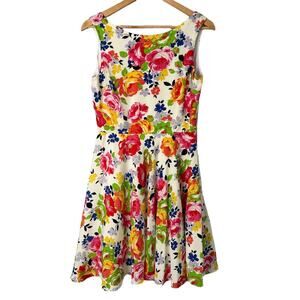 Betsey Johnson Everything Roses Vintage‎ Floral Party Dress Pink Orange Green, 6